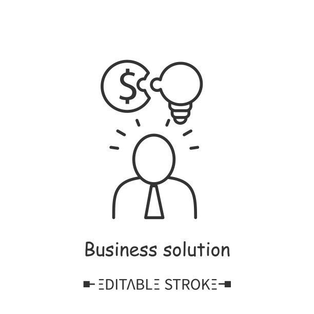 业务解决方案线图标。可编辑的图片图片下载