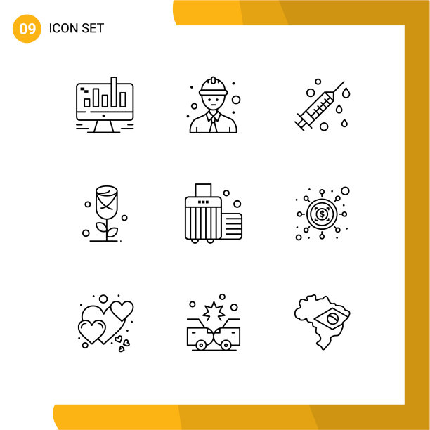 第九组勾勒行李的标志和符号图片下载