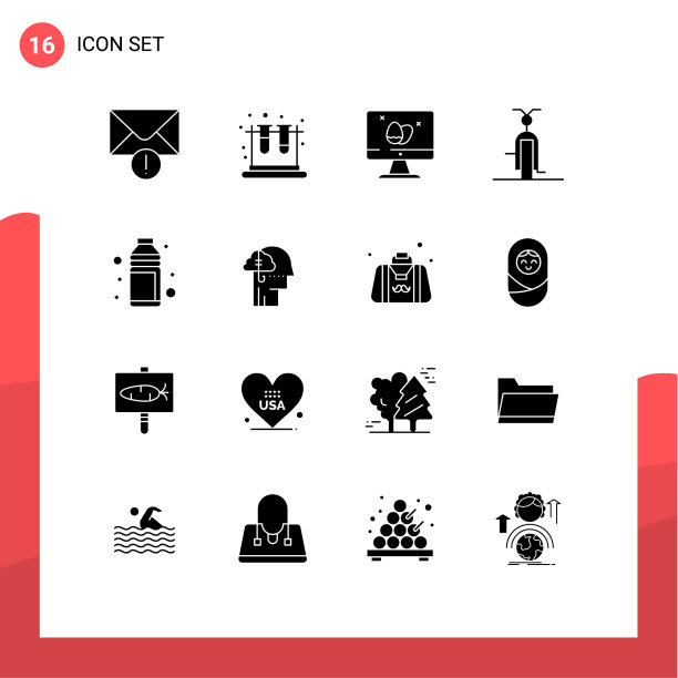 实字形包16个通用符号海滩图片下载