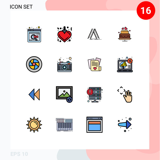 可编辑线包16简单的平面颜色填充图片下载