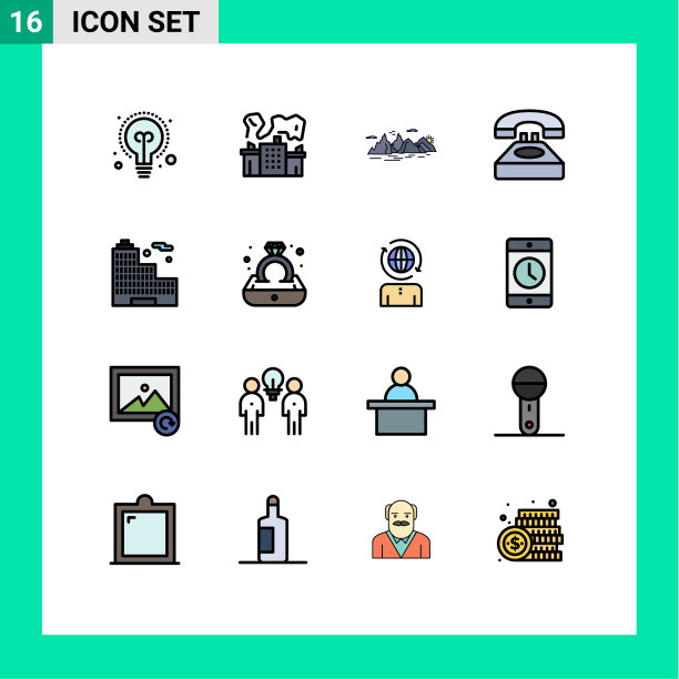 设置16个现代UI图标符号标志图片下载