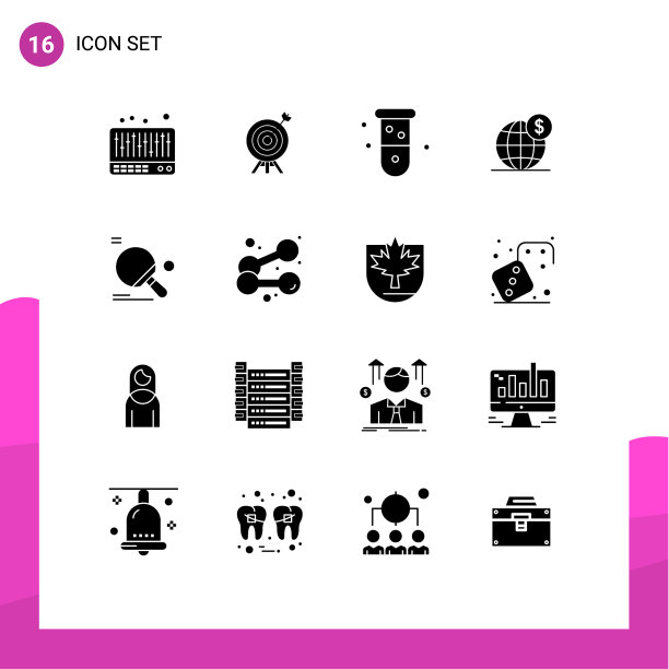 象形字组16个简单实心字形拍子图片下载