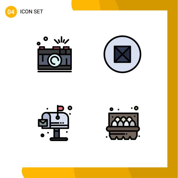 设置4个现代的UI图标符号符号的相机图片下载