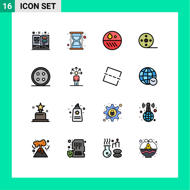 设置16商业平面彩色填充线条包图片下载