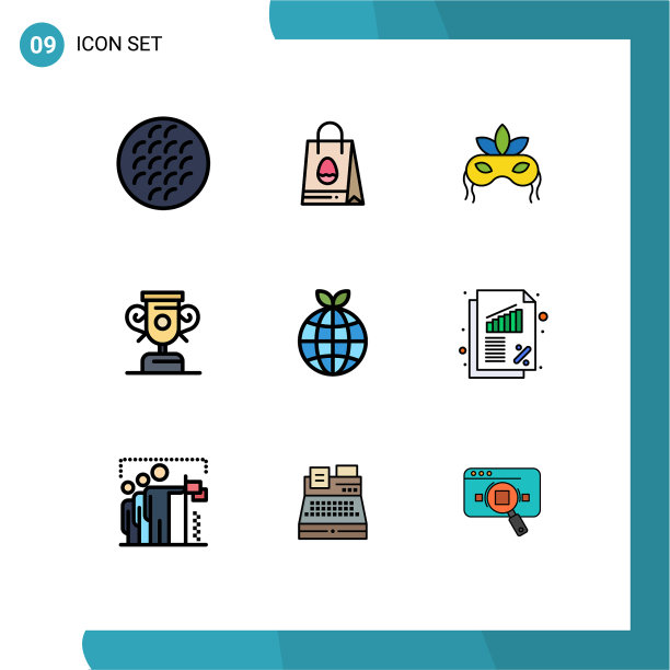 象形图设置9个简单的填充线平色图片下载