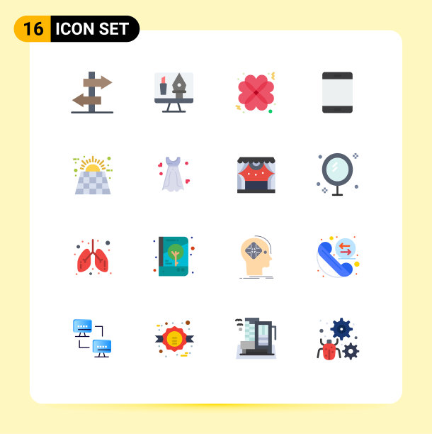 设置16个平面颜色网格上的生态iPad爱图片下载