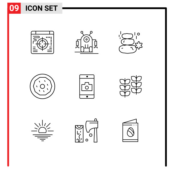 9组现代轮廓设置移动零食图片下载