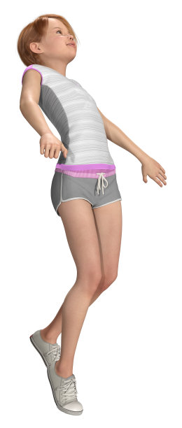 3D插图小女孩在白色图片下载