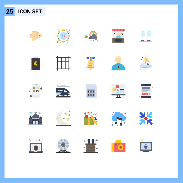 25个创意图标的现代符号和符号图片下载