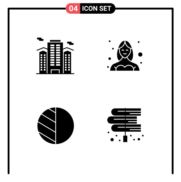 4个通用的固体符号设置为网络和移动图片下载