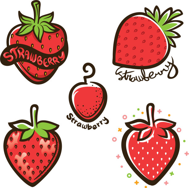 草莓标签logo套装图片下载