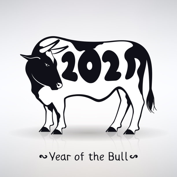 符号年份白色公牛与黑色斑点图片下载