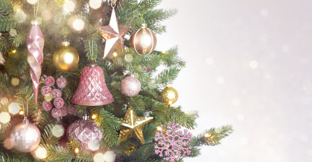 模糊闪闪发光的圣诞树背景图片下载