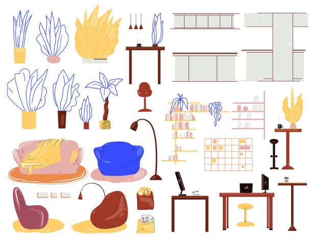 卡通内饰配家居家具图片下载