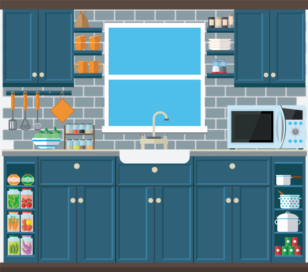 时尚和现代的厨房家具和图片下载