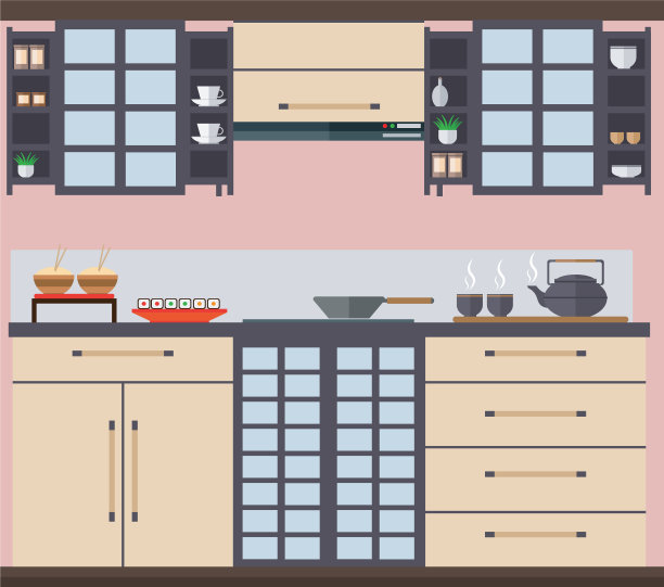 带有橱柜的日式厨房图片下载