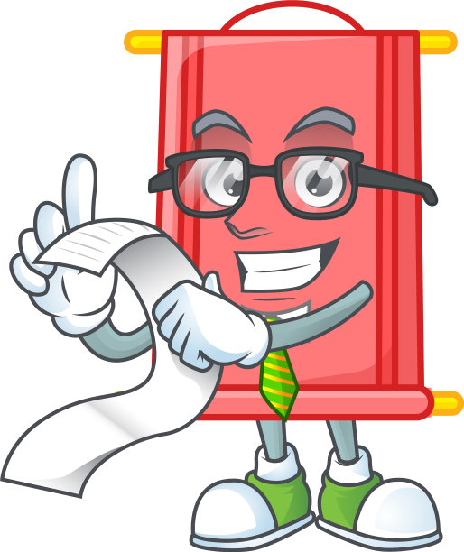 一个有趣的带有菜单的卡通中国红卷轴图片下载