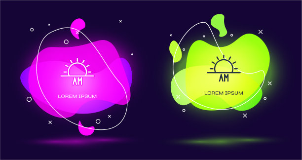 线日出图标孤立在黑色背景图片下载