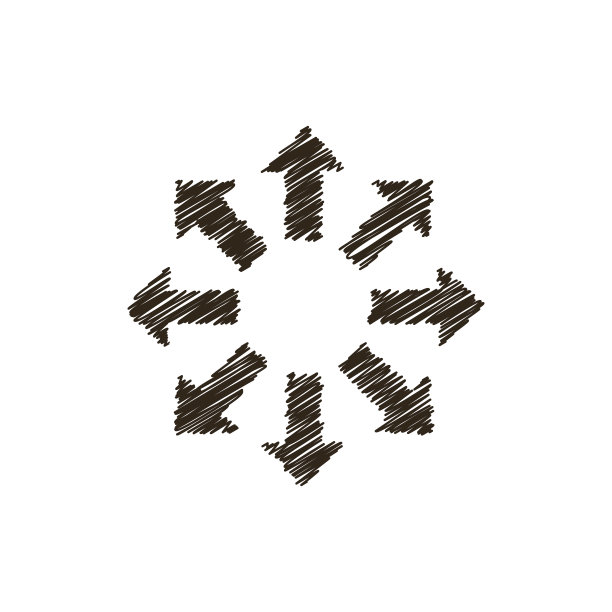 向量插图的黑色徒手绘制箭头，显示不同的方向上的白色背景图片下载