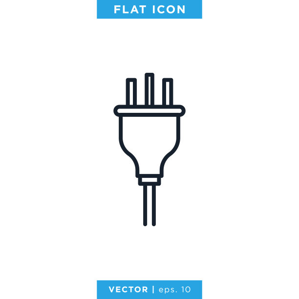 电插头图标矢量股票插图设计模板。可编辑的中风。图片下载