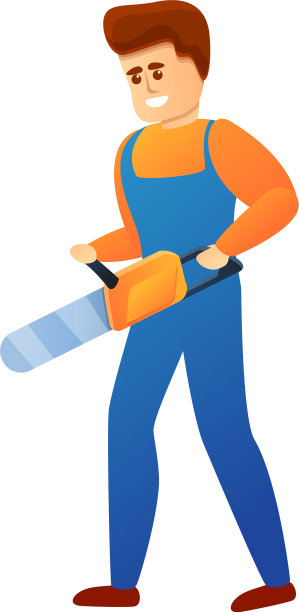 修理工与链锯图标卡通风格图片下载