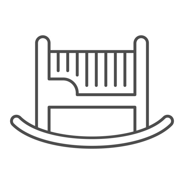 婴儿床细线图标，家具概念，婴儿摇床标志上的白色背景，摇篮在轮廓风格的移动概念和网页设计图标。矢量图形。图片下载