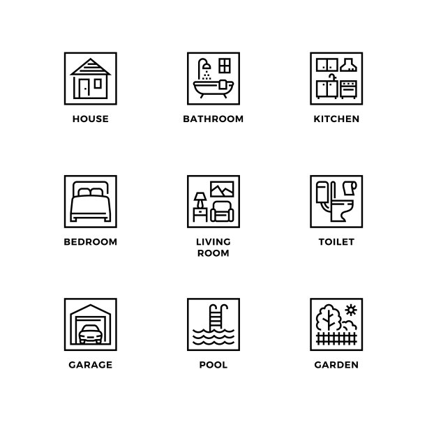 向量设计元素，标志设计模板，图标和徽章的房子。图片下载