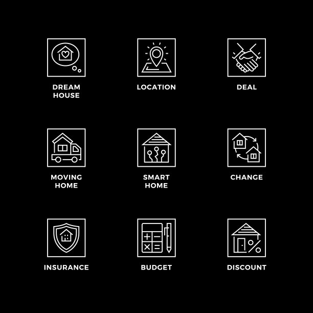 矢量集设计元素，标志设计模板，图标和徽章的房地产。图片下载