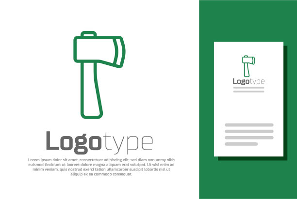 绿线木斧图标孤立在白色图片下载