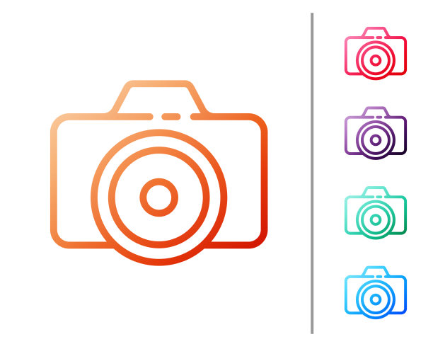 红色线照片相机图标孤立在白色图片下载