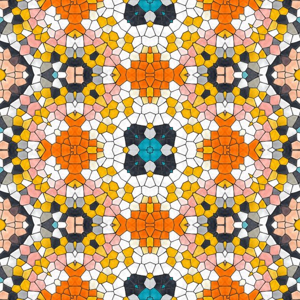 图案马赛克万花筒无缝生成纹理、点缀、脆弱、分形、材质、抽象渲染背景图片下载