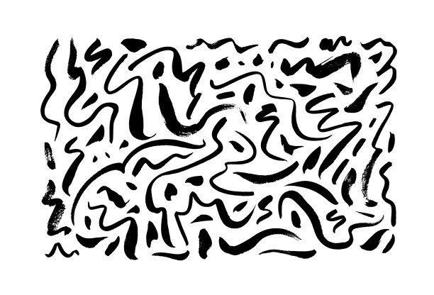 涂鸦波浪笔触矢量集合。肮脏的曲线和点。图片下载