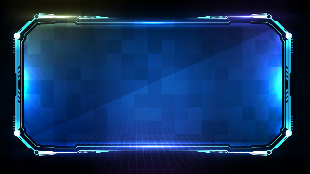 抽象未来的蓝色发光技术科幻框架hud UI背景图片下载