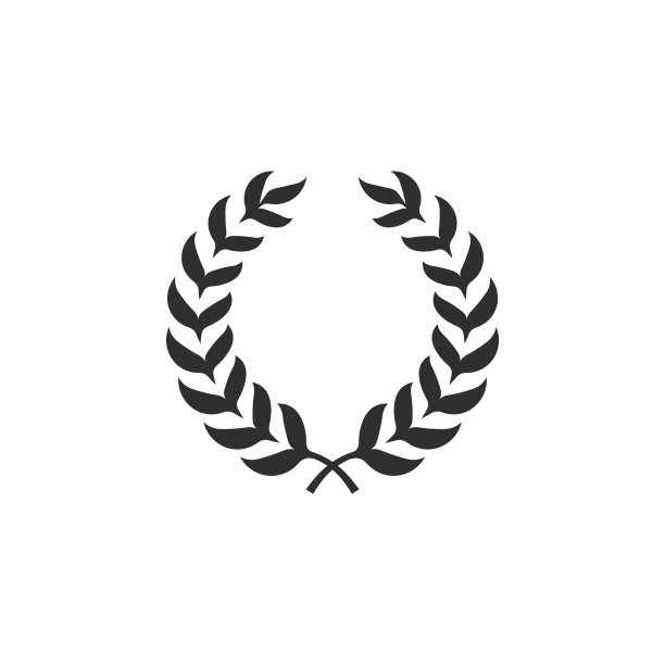 白色背景上的圆形月桂花环：奖励图标、胜利象征矢量图图片下载