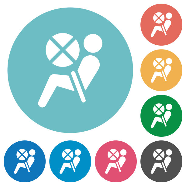 禁用了安全气囊仪表板指示灯的扁平圆形图标图片下载