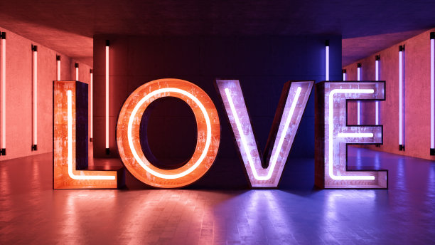 霓虹灯爱标志图片下载