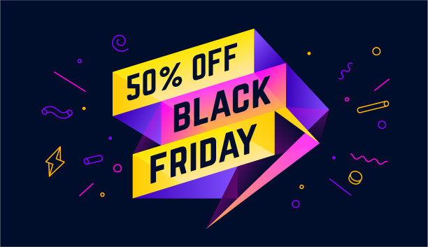 黑色星期五带有文字的3d促销横幅50%图片下载
