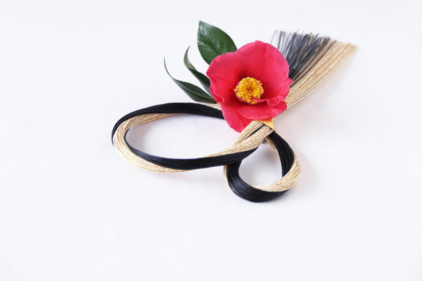 日本新年形象“山茶花和瑞穗花环”图片下载