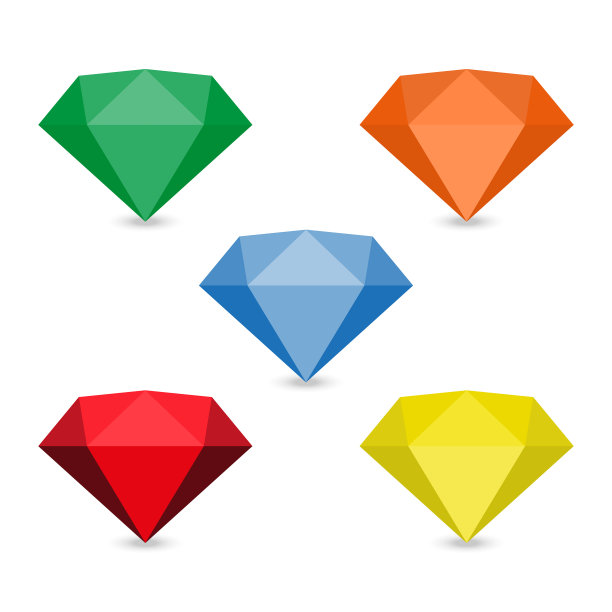 平面风格长影彩色宝石首饰图标图片下载
