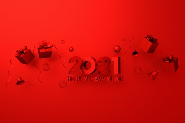 2021年新年，最小圣诞概念，3d渲染装饰图片下载