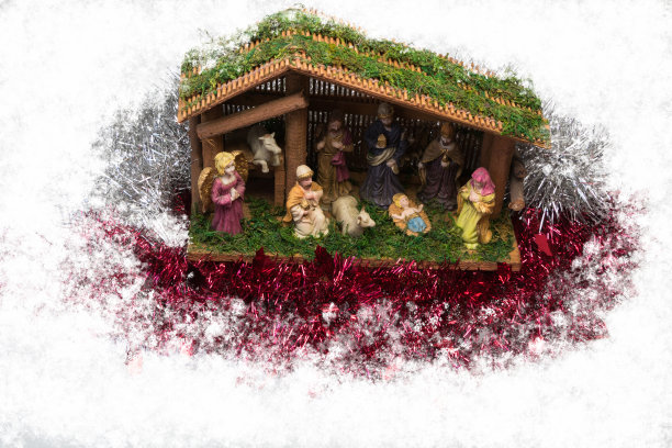 与约瑟，玛丽和小基督在圣诞托儿所图片下载