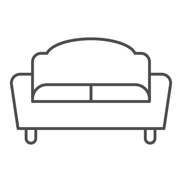沙发细线图标，家具概念，沙发标志在白色的背景，沙发客厅图标在移动概念和网页设计的轮廓风格。矢量图形。图片下载