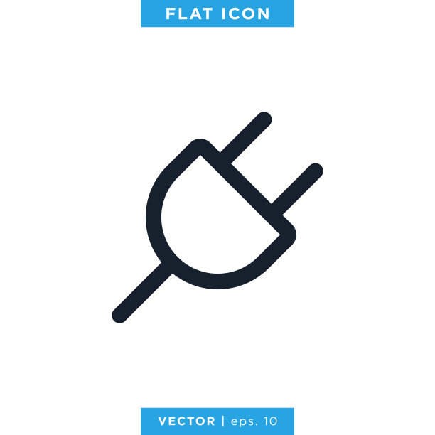 电插头图标矢量股票插图设计模板。可编辑的中风。图片下载