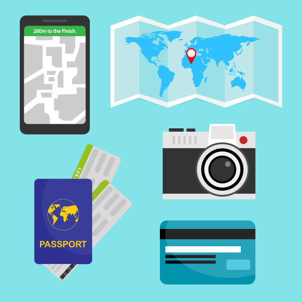 旅行图标设置平面设计图片下载