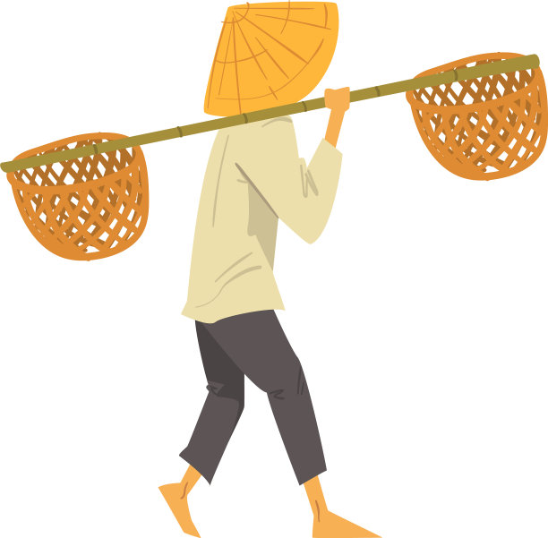 亚洲农民戴着长草帽图片下载