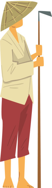 亚洲农民戴着草帽站着图片下载