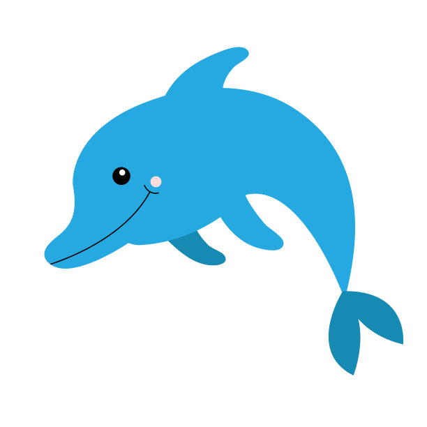 海豚图标。水族馆动物园海洋动物。可爱的卡通卡哇伊有趣的婴儿角色。儿童教育卡。身份证，t恤，笔记本封面打印。孤立。白色背景。平面设计图片下载