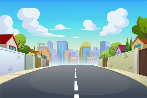 白天的村庄和道路图片下载