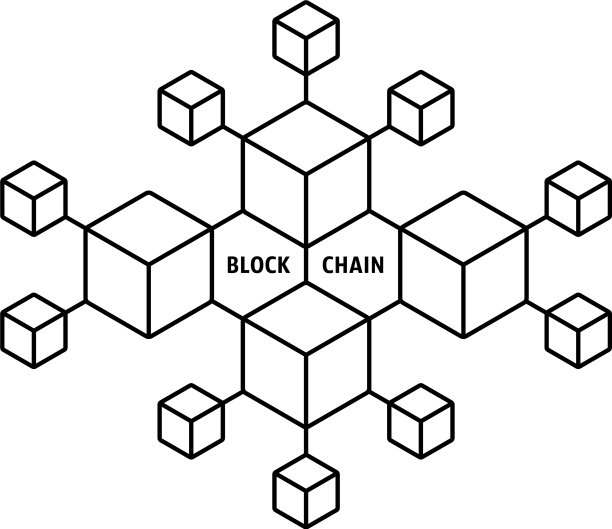 区块链图标像细线盒图片下载