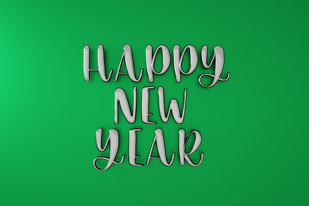 新年快乐创意设计概念，3D渲染。图片下载
